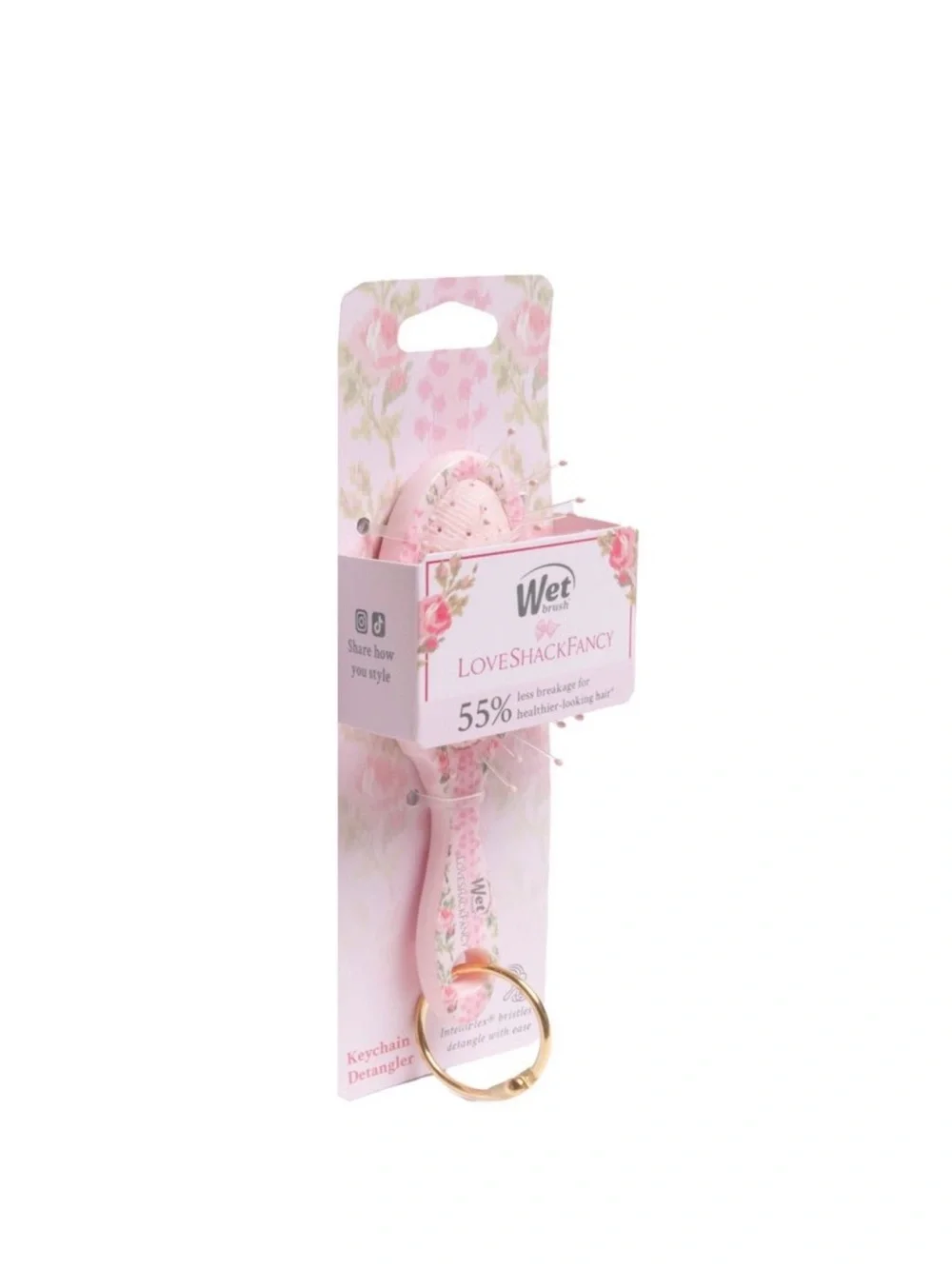 LoveShackFancy Pink Floral Keychain Detangler